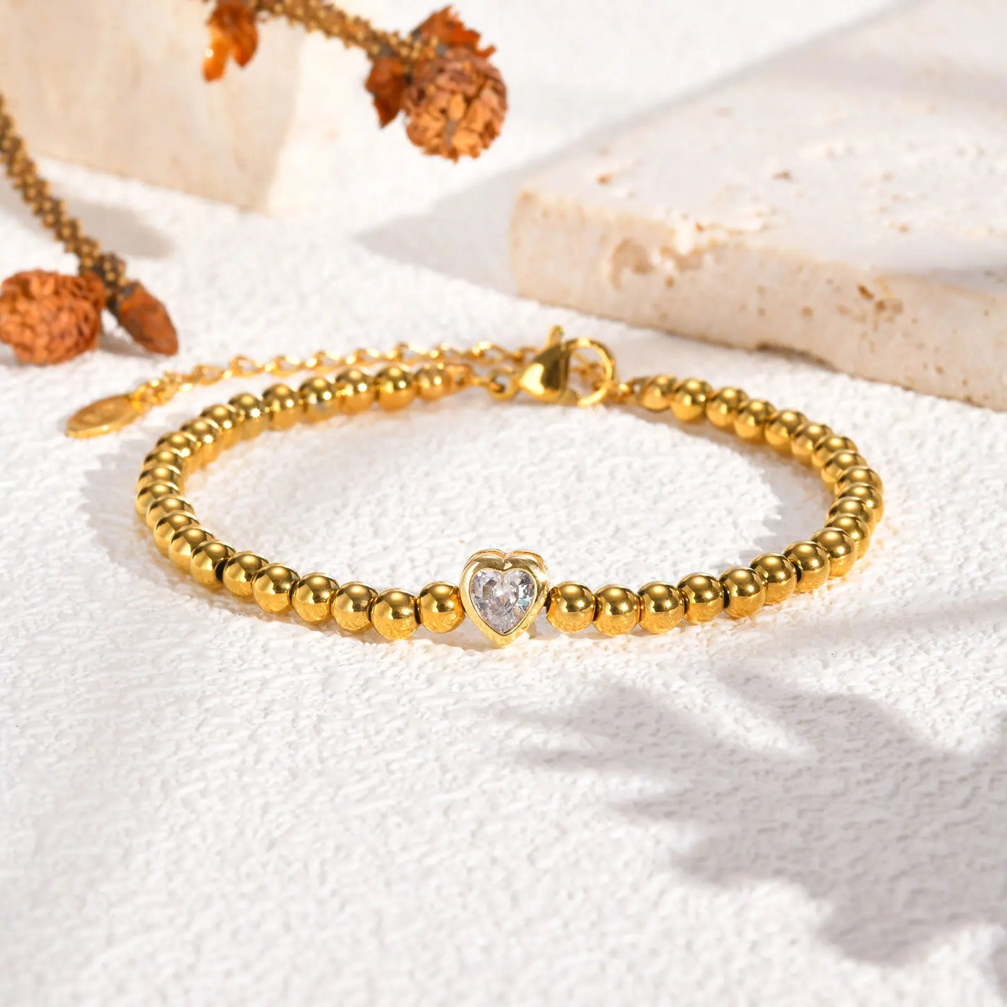 Bracelets de perles avec coeur pour femme