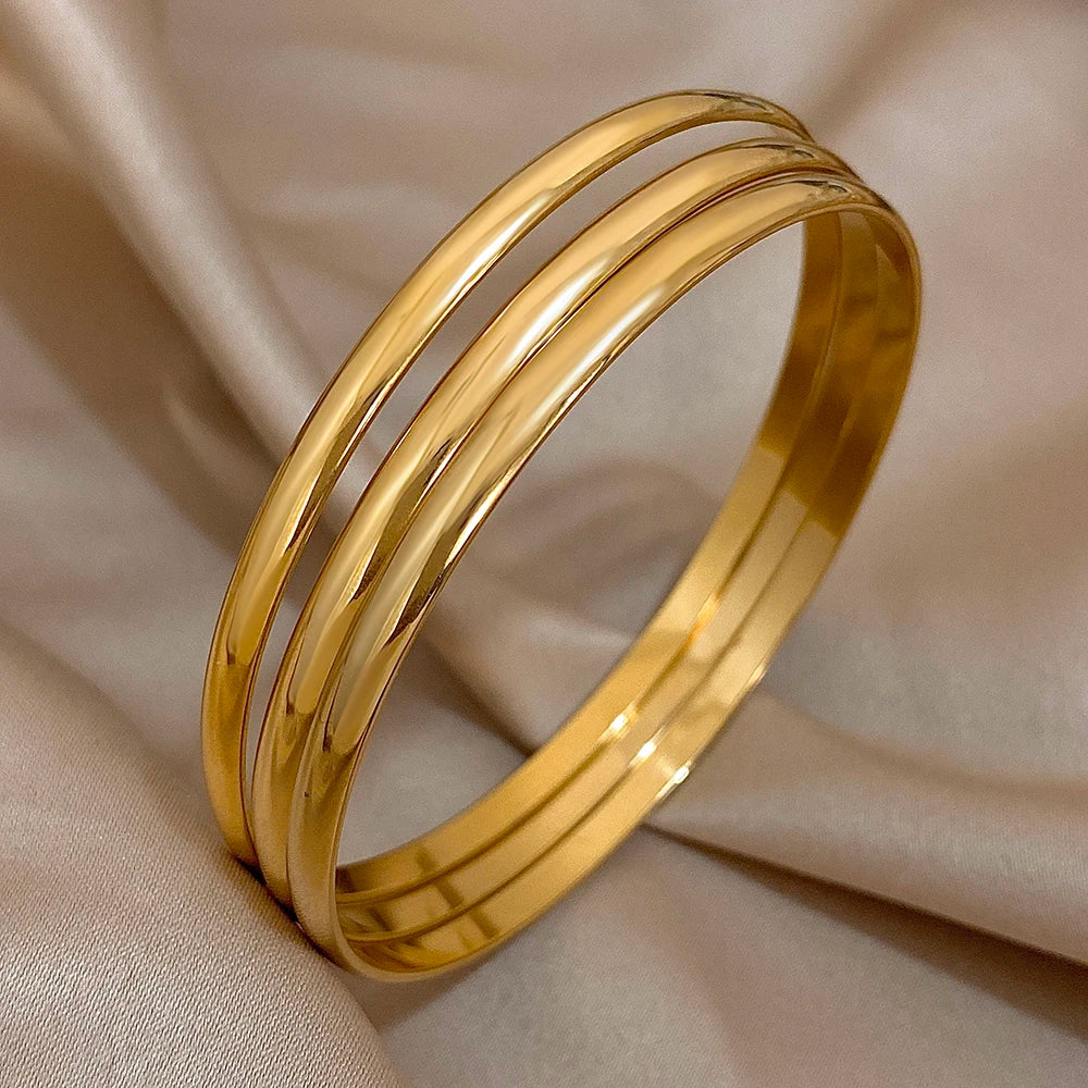 Bracelets joncs brillants pour femme | plaqué or