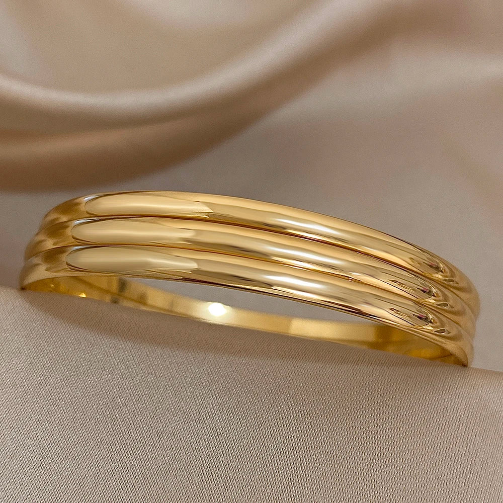 Bracelets joncs brillants pour femme | plaqué or