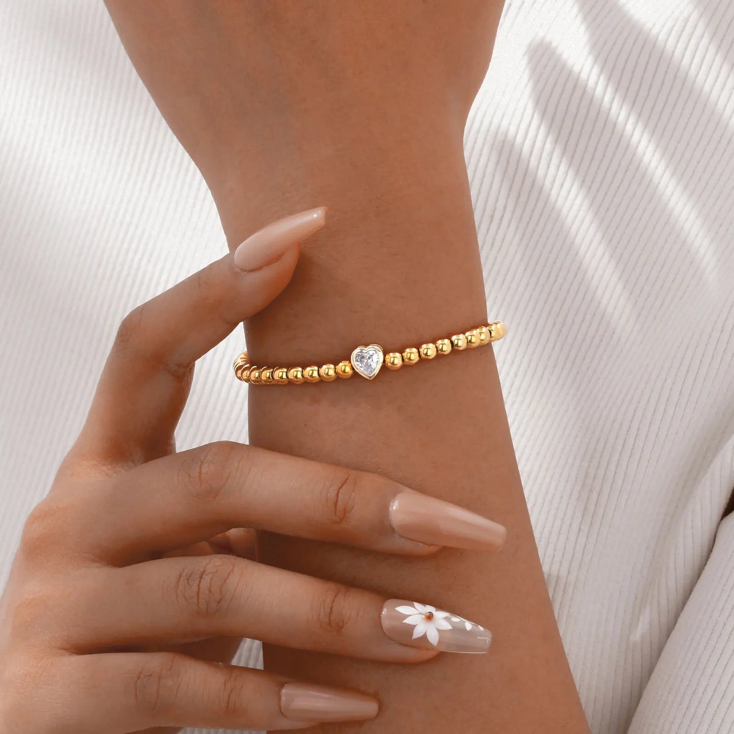 Bracelets de perles avec coeur pour femme