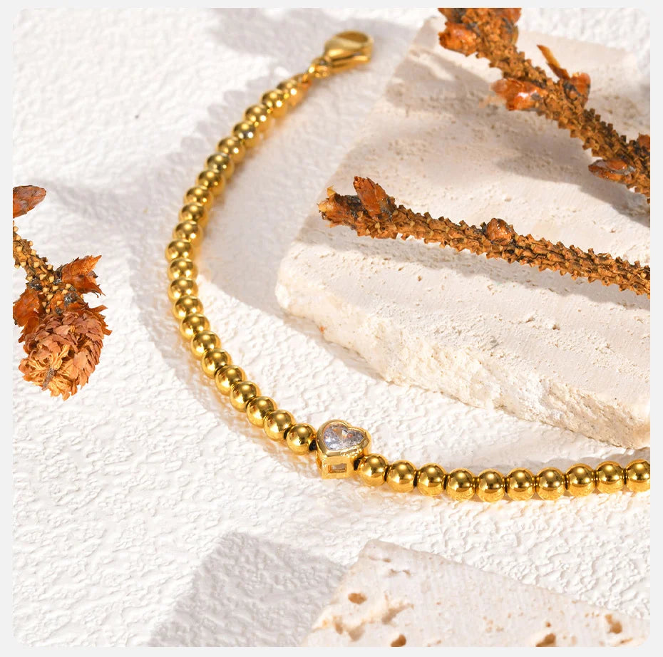 Bracelets de perles avec coeur pour femme