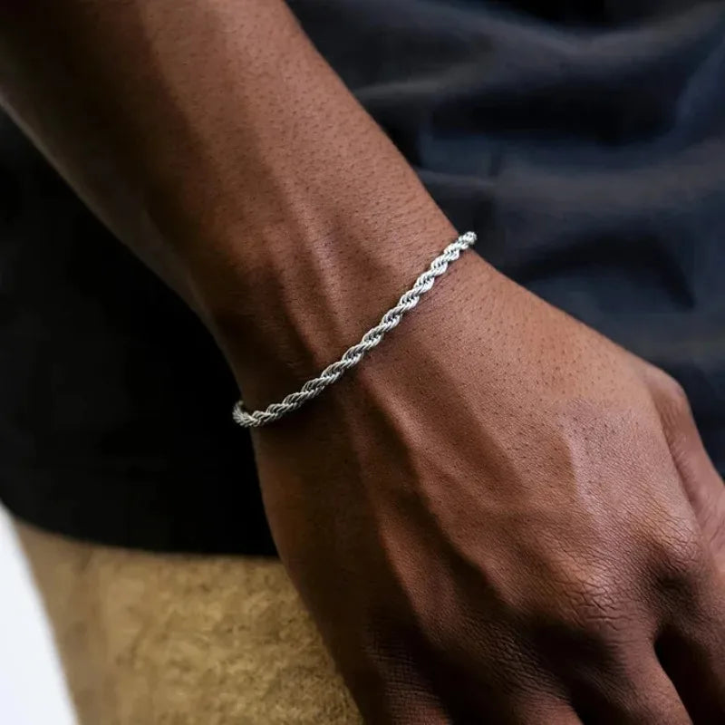 Bracelet simple en argent pour homme et femme