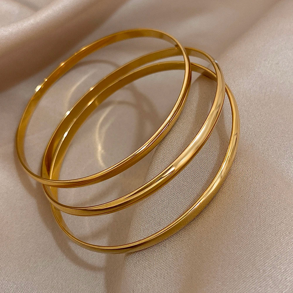 Bracelets joncs brillants pour femme | plaqué or