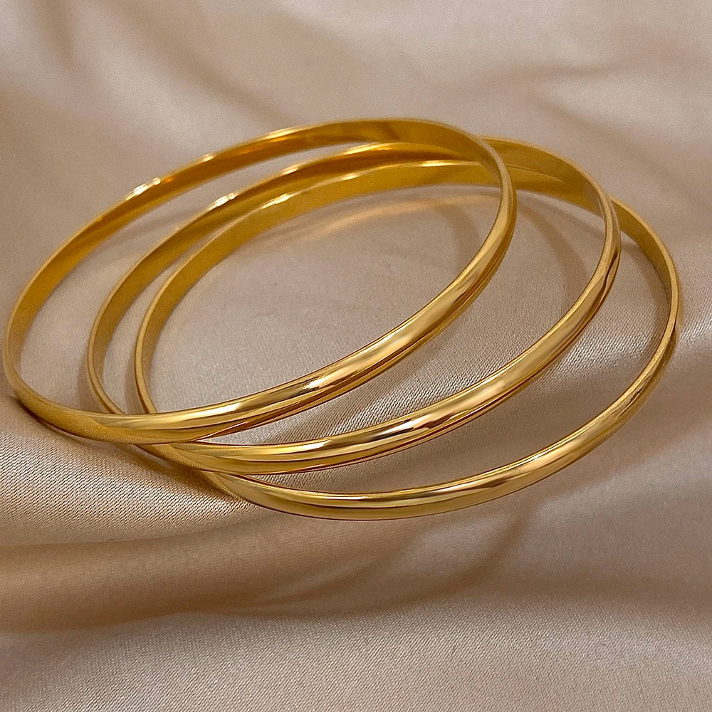 Bracelets joncs brillants pour femme | plaqué or