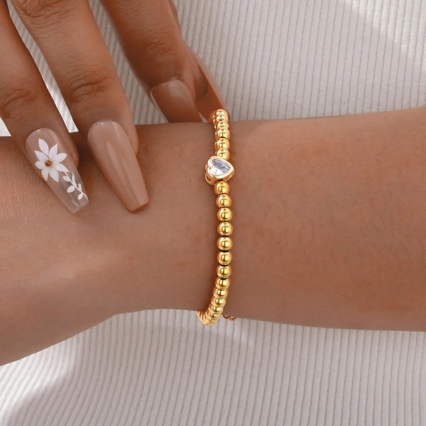 Bracelets de perles avec coeur pour femme
