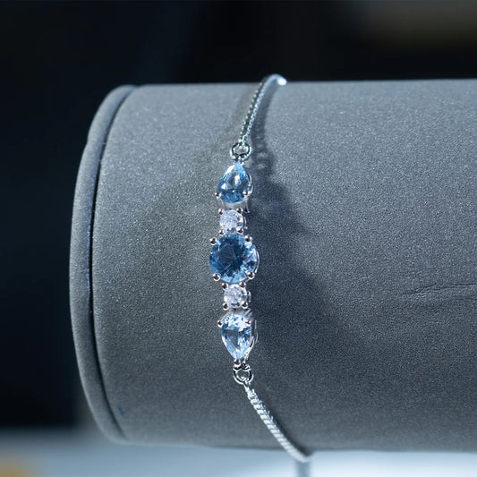 Bracelet bleu en argent pour femme