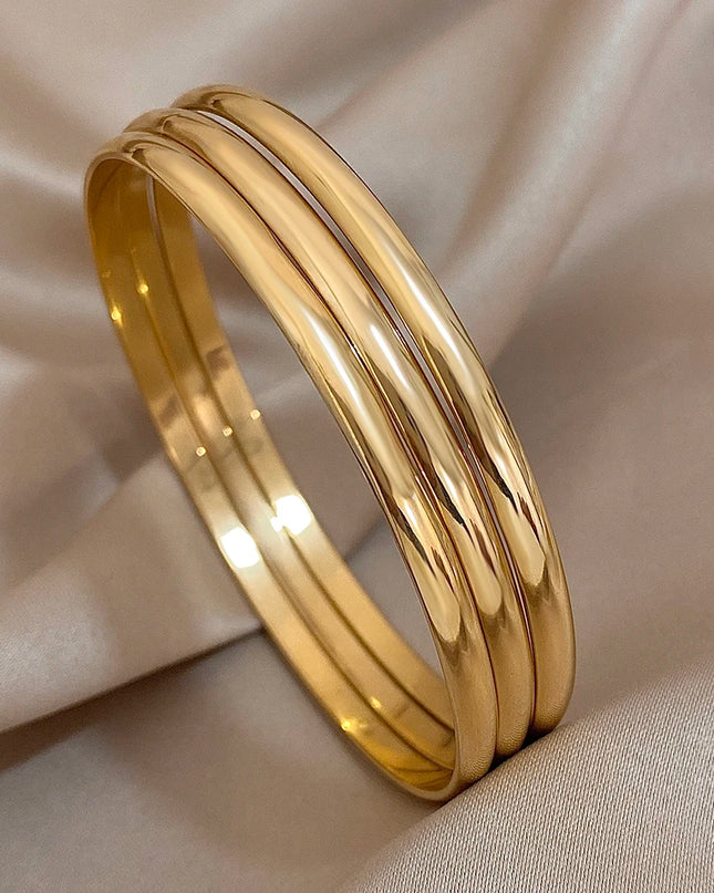 Bracelets joncs brillants pour femme | plaqué or