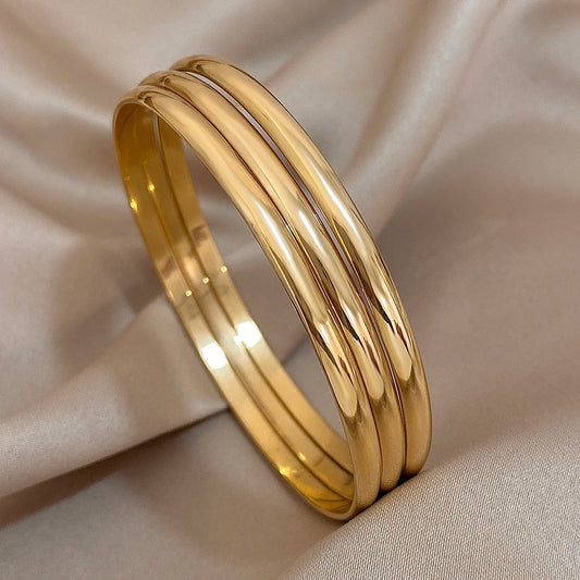 Bracelets joncs brillants pour femme | plaqué or