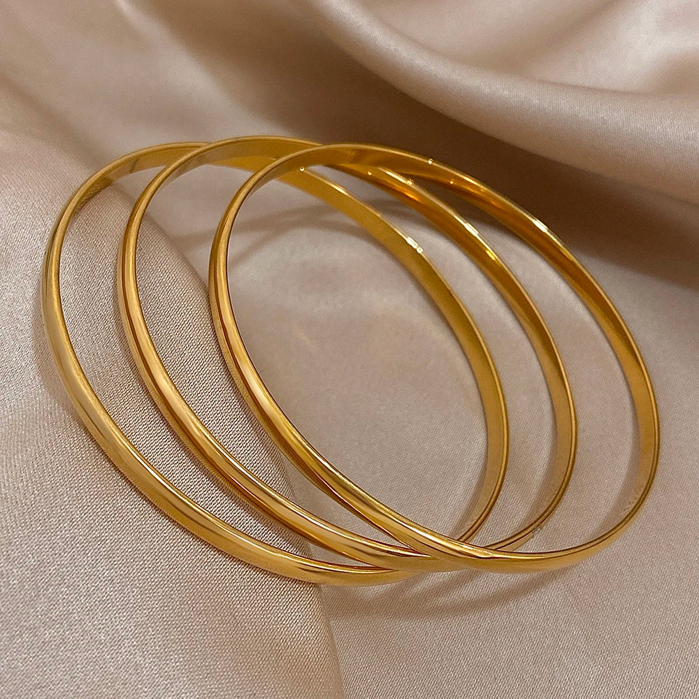 Bracelets joncs brillants pour femme | plaqué or