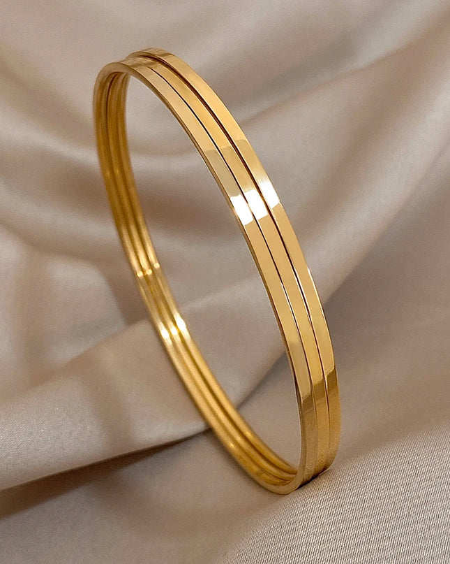 Bracelets joncs brillants pour femme | plaqué or