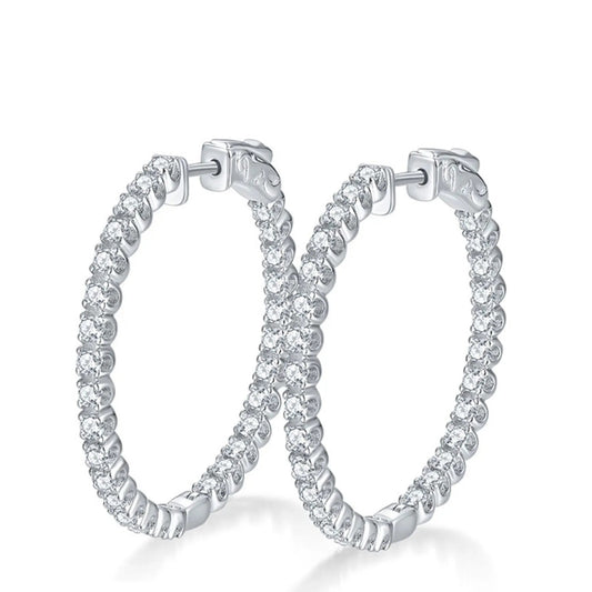 Boucle d’oreilles créoles moissanite pour femme plaqué 18 carats