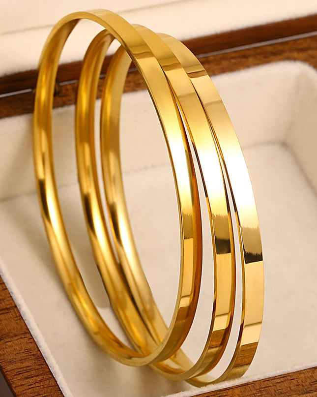 Bracelets joncs brillants pour femme | plaqué or