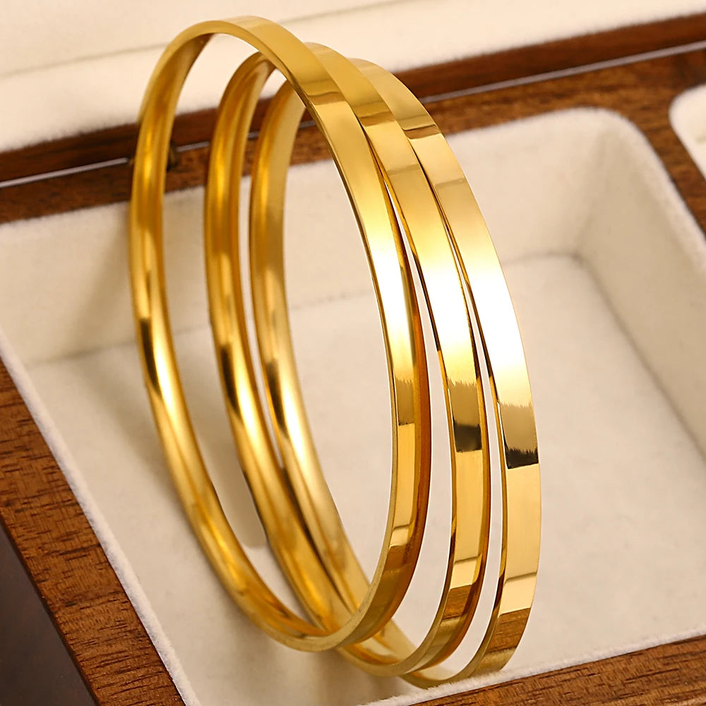 Bracelets joncs brillants pour femme | plaqué or